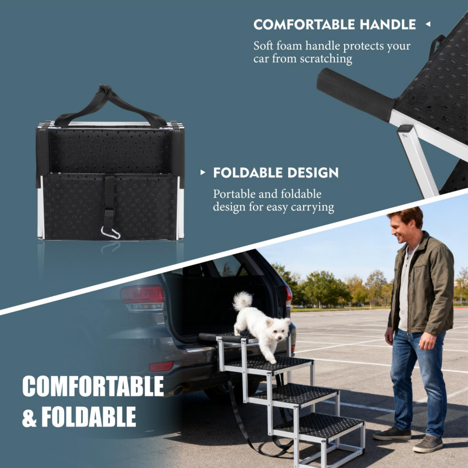 Foldable Dog Ramp for Cars SUV Truck Large Dogs Non-Slip Lightweight Supports 250lbs