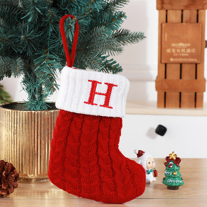 Christmas Stockings Decorative Wool Knitted Socks - Creative Tree Pendant