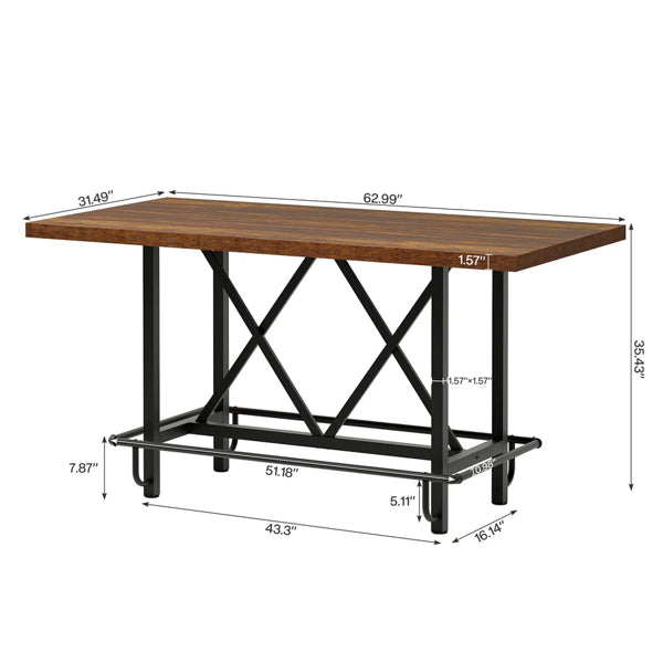 Spacious 6-Seater Dining Table - Modern Rustic Design