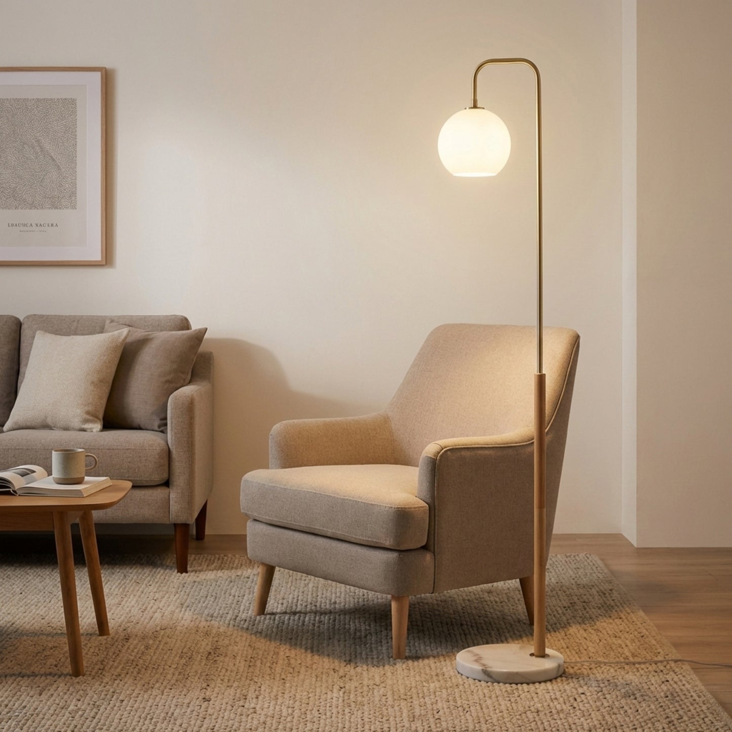 Tall Corner Floor Lamp, Standing Light For Living Room, Bedroom &
