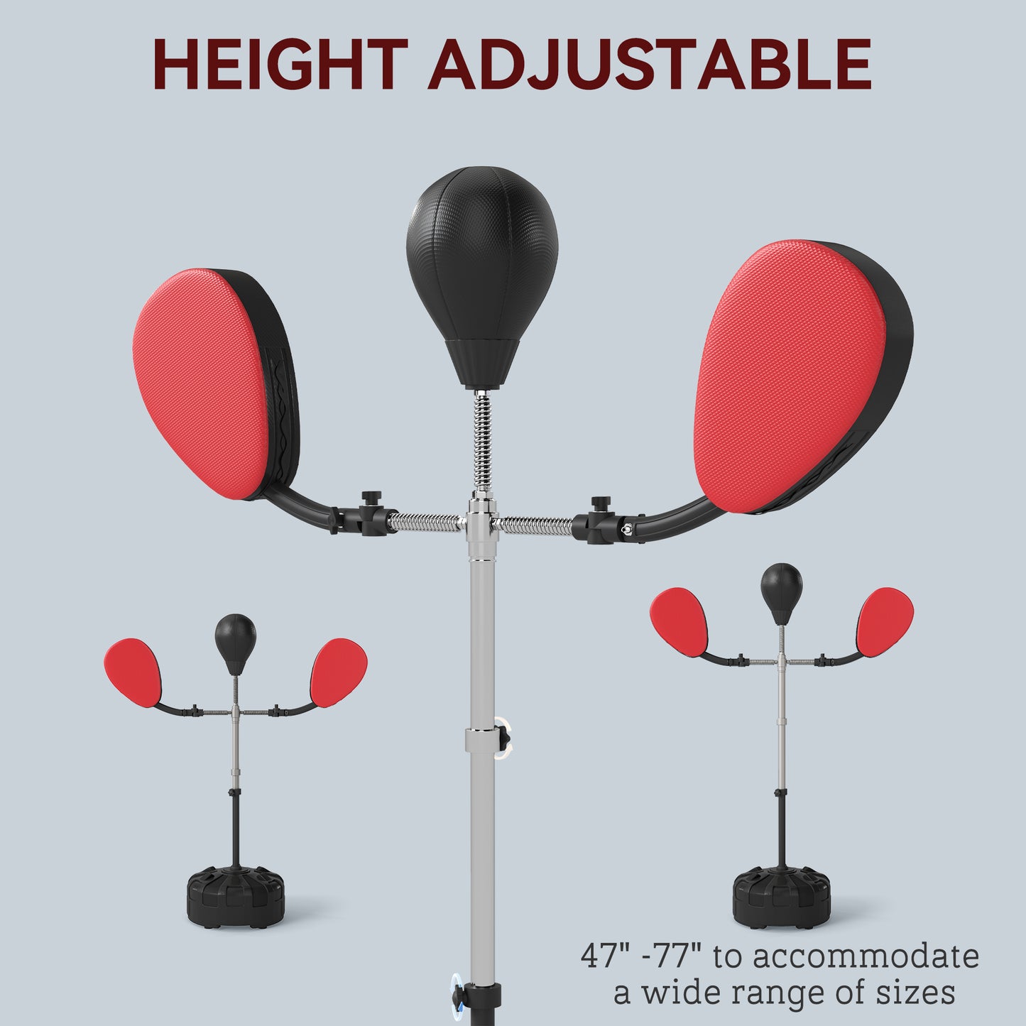Adjustable Height Boxing Bag with Stand & Target Arms - Black