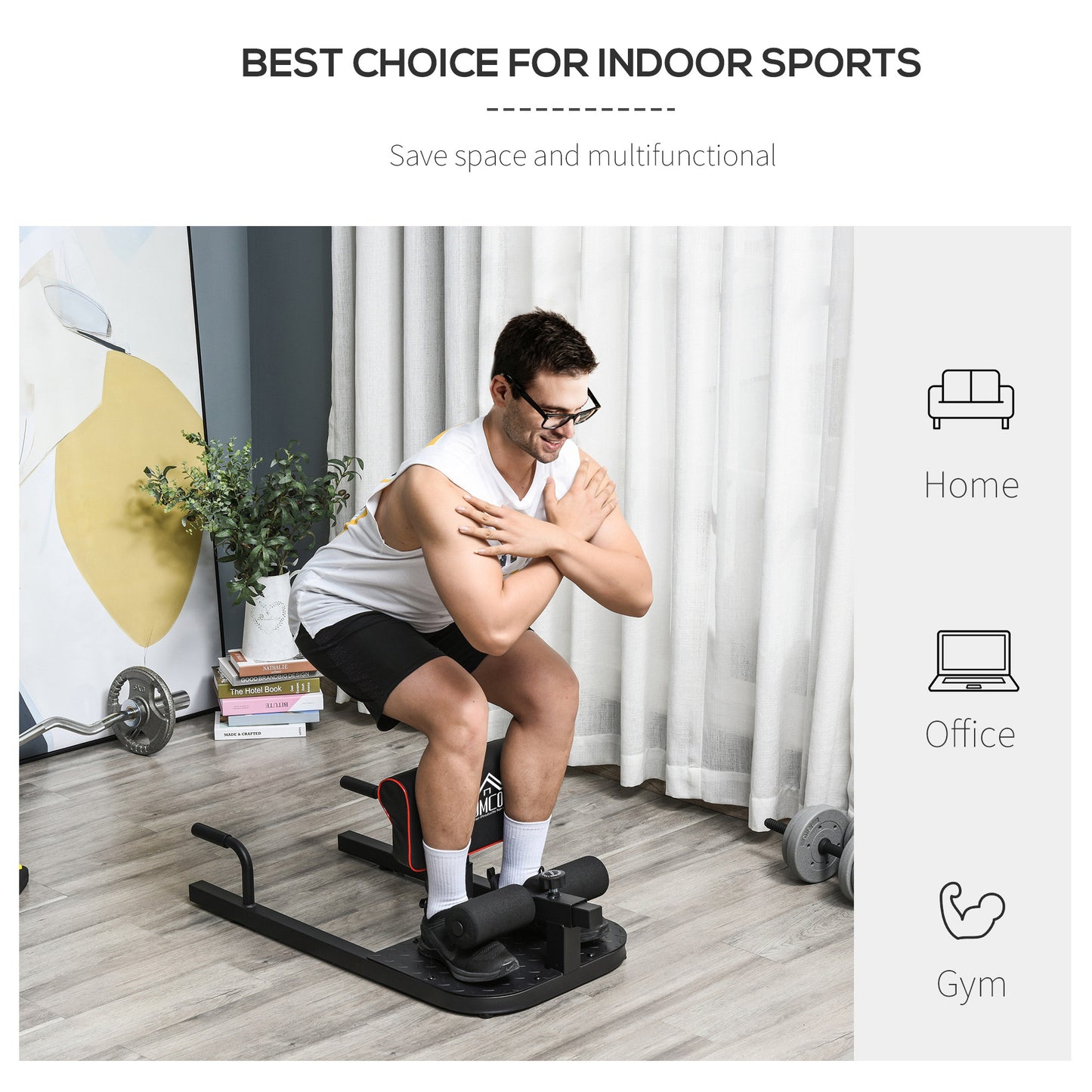 3-in-1 Padded Push Up Sit Up Squat Machine - Home Gym Equipment