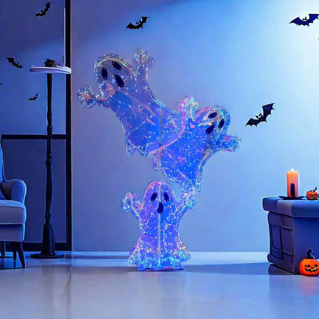 Halloween Ghosts Decoration Set - Three Ghosts Festive Ornaments USB Powered
