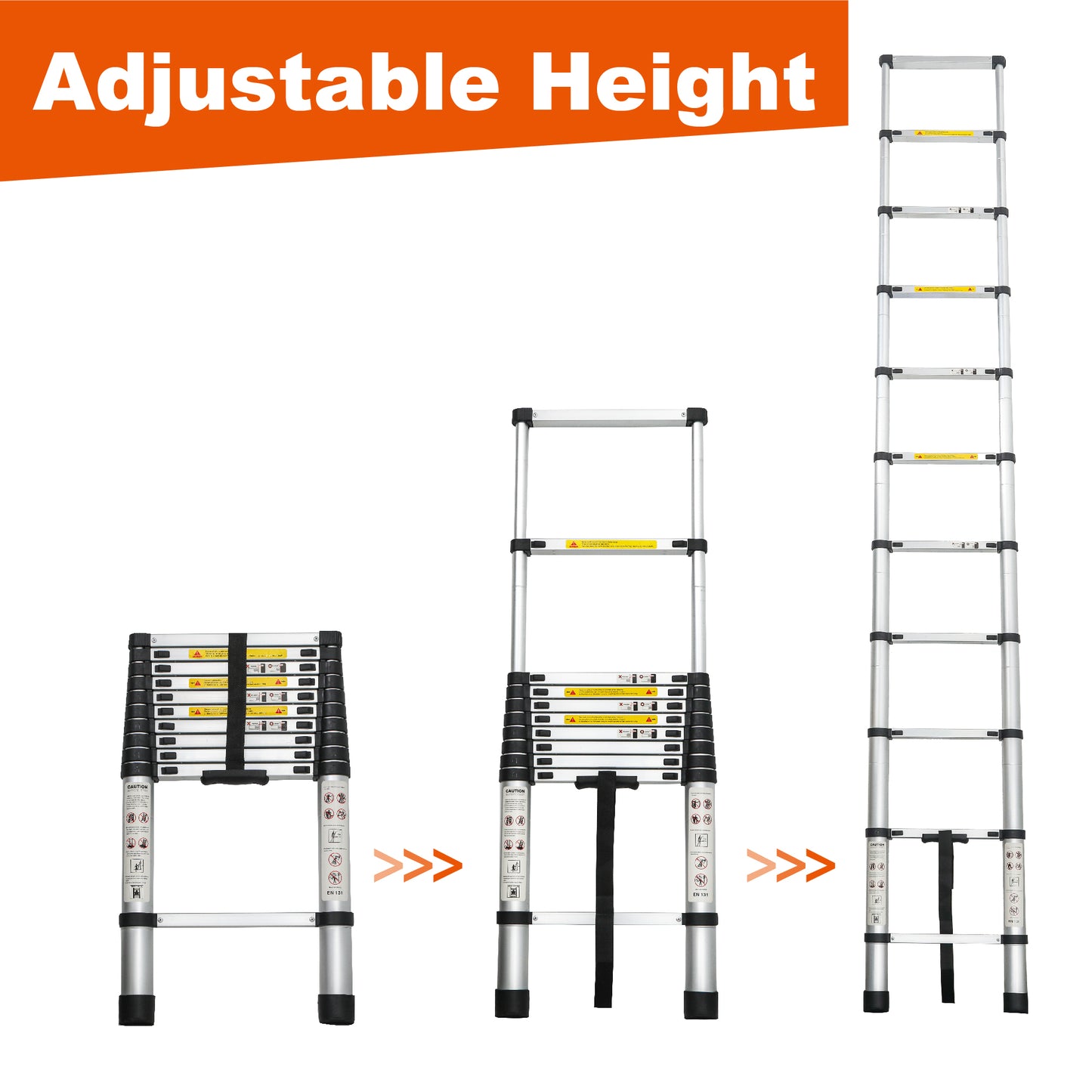 10.5FT Aluminum Telescoping Extension Ladder - Heavy Duty Portable Folding Tool