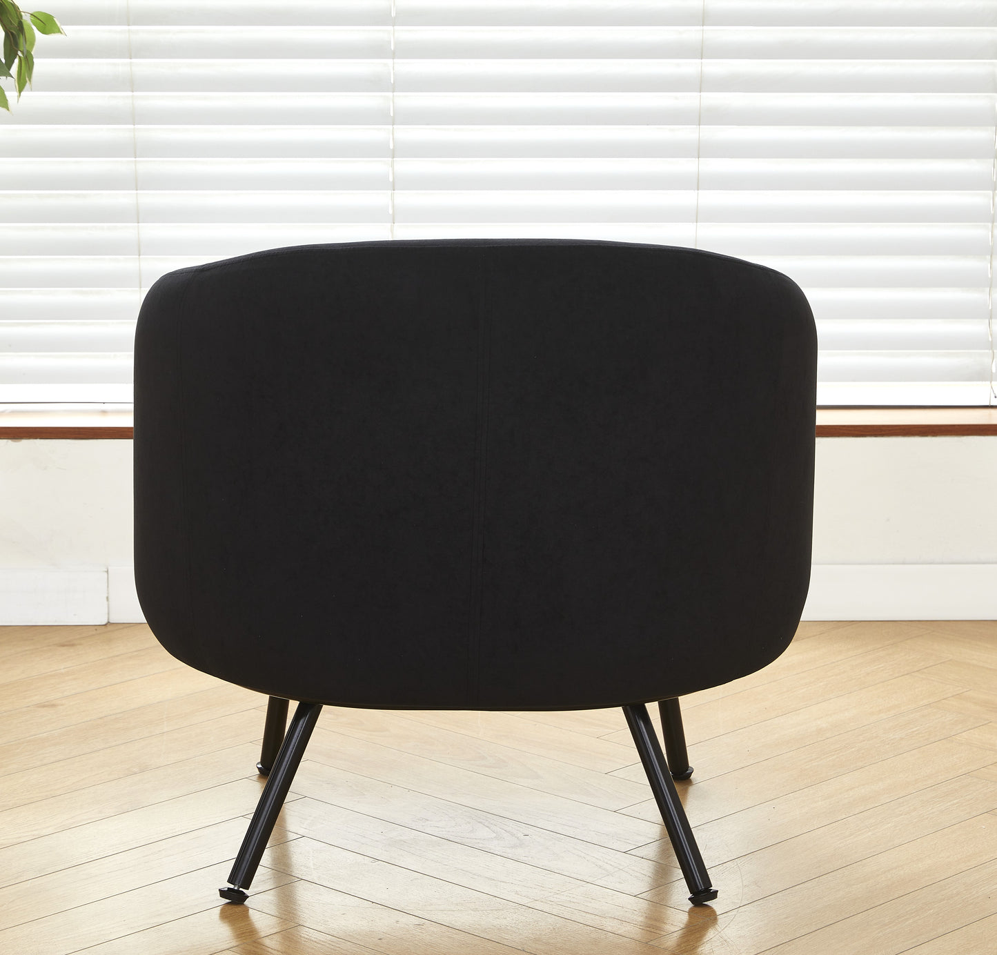 Mid-Century Modern Velvet Accent Chair, Upholstered Barrel Armchair