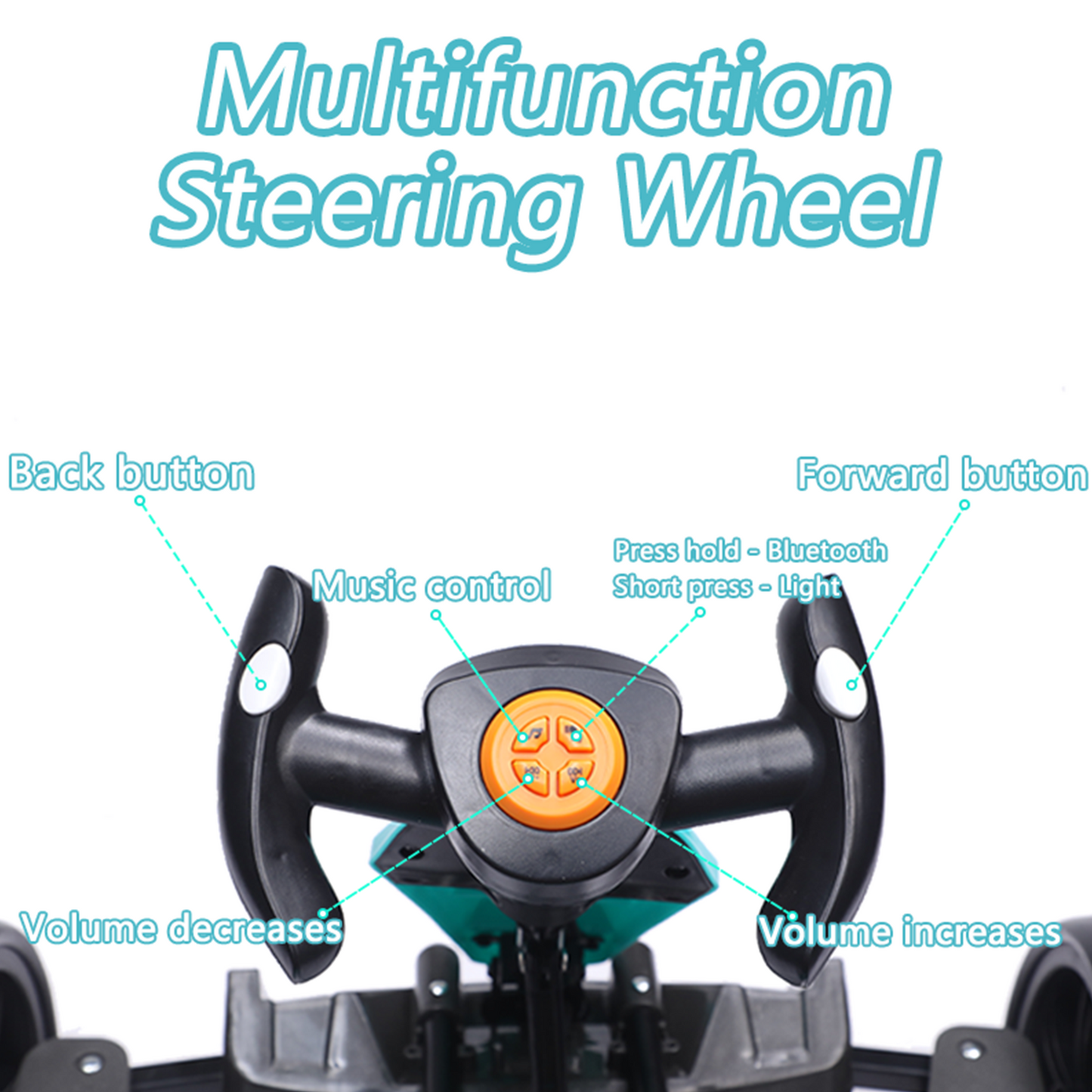 12V Electric Kids Pedal Go Kart with Adjustable Seat - Light Blue