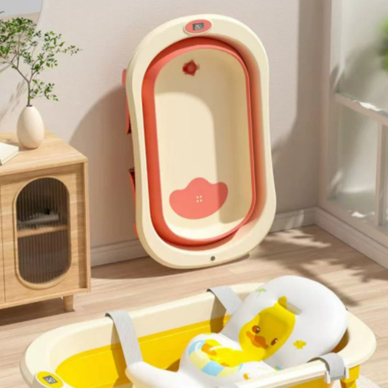 Temperature-Sensing Baby Bathtub with Foldable Design for Children 0-8 Years