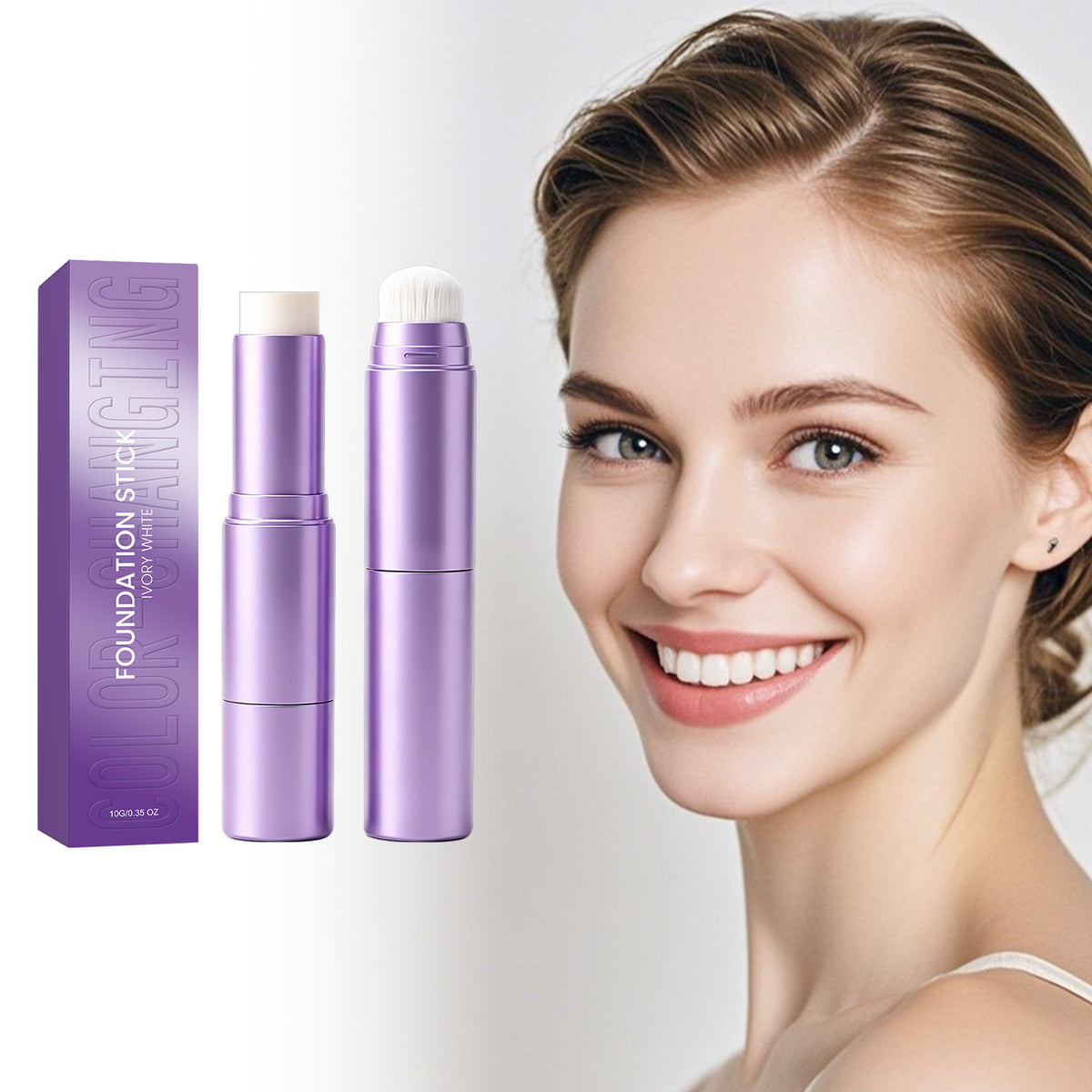 Color-Changing Foundation Stick 10g - 2-in-1 Face Makeup for Flawless Finish