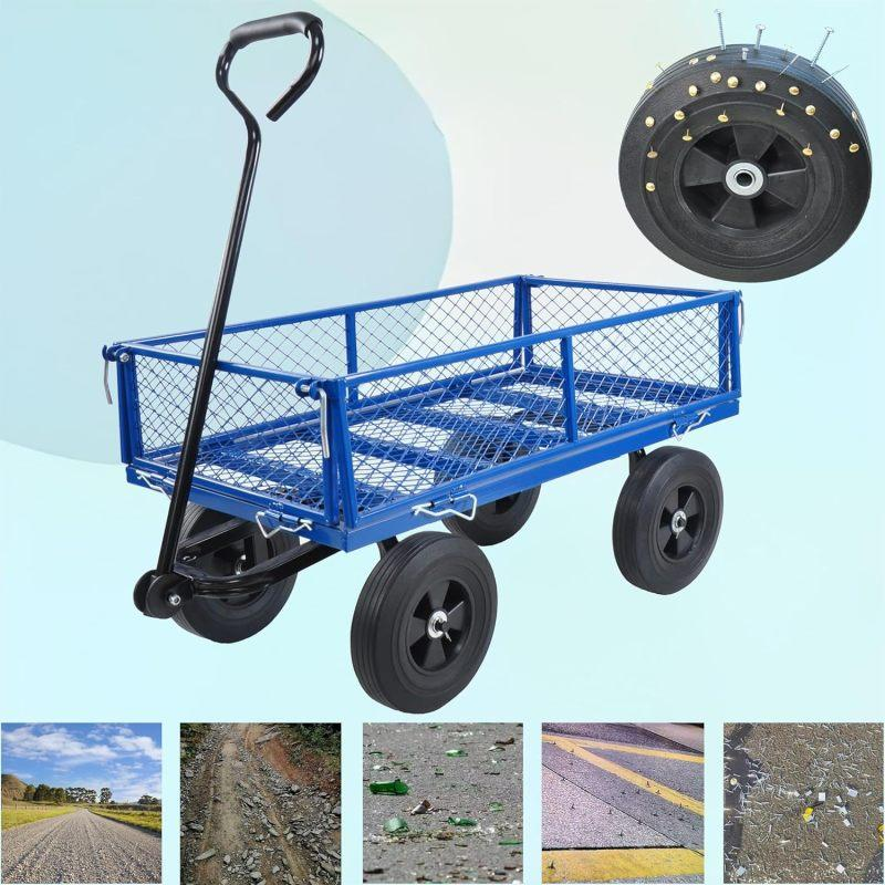 Garden Trolley Cart with Solid Wheels Multi-Functional Tool Cart for Yard and Farm Use