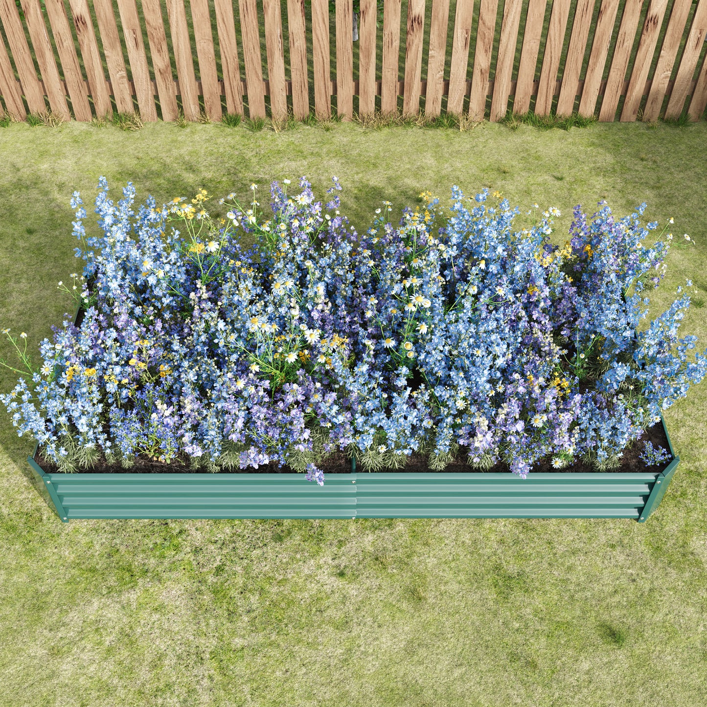 2-Piece Green Metal Raised Garden Planter Bed - 7.6' x 3.7'