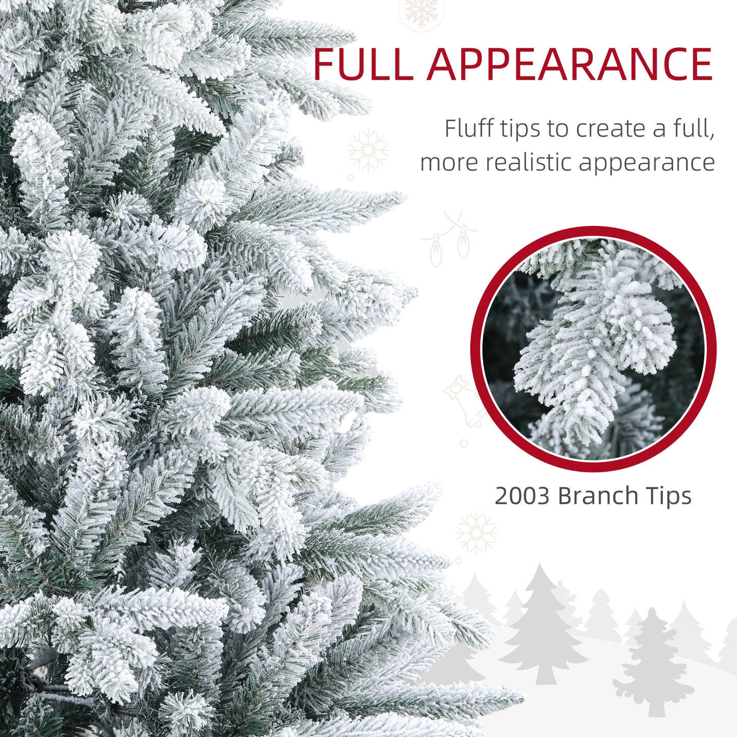 8ft Snow Flocked Artificial Christmas Tree with 2003 Tips - Green