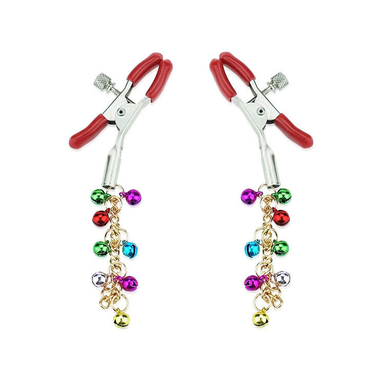 Colorful Gold Bell Nipple Clamps - Couple Adult Intimate Jewelry