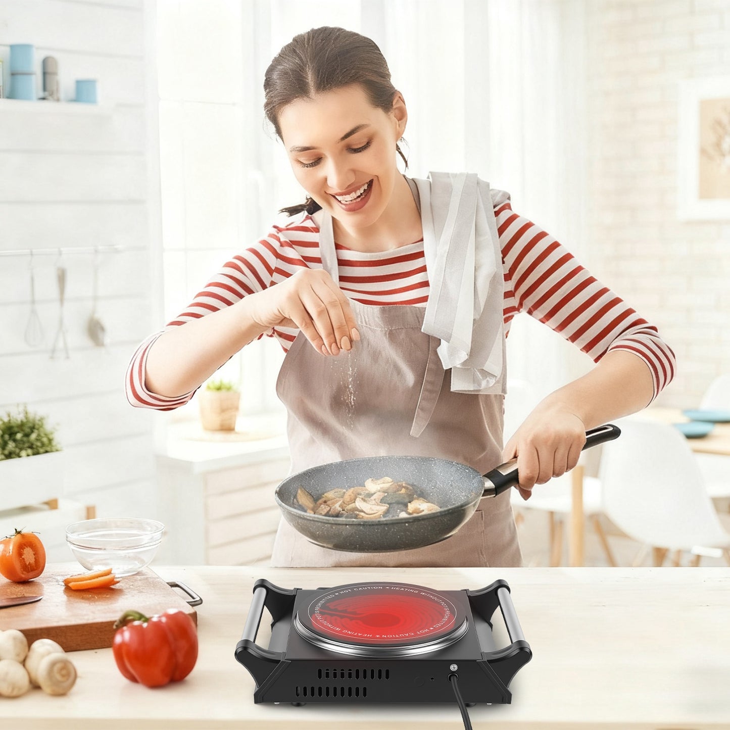 Portable Electric Single Burner Hot Plate with Adjustable Temperature - Compact RV Stove