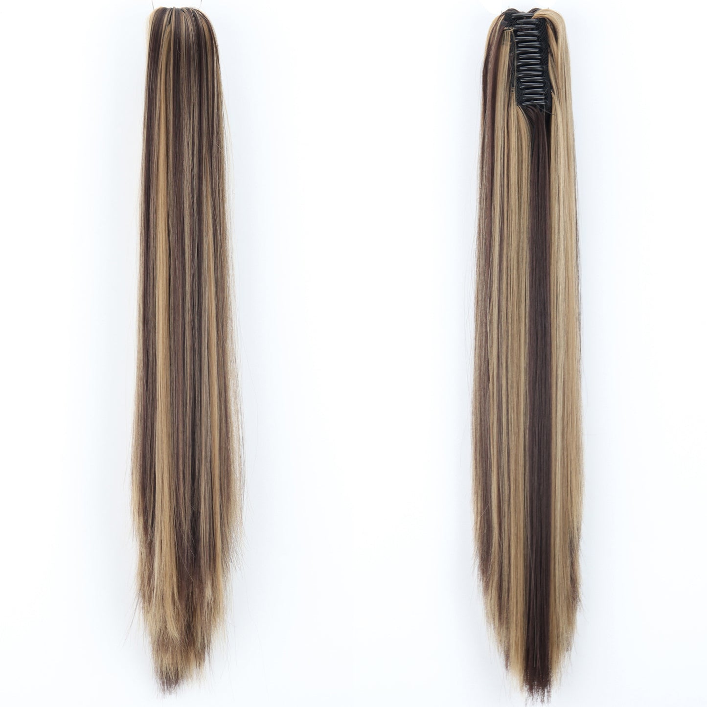 Long Straight Synthetic Wig with Ponytail Claw Clip - Chemical Fiber Hair Extension