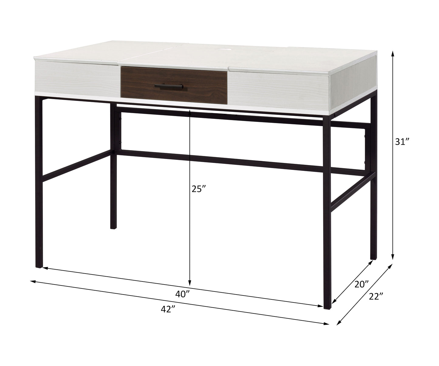 Writing Desk with USB Port - Natural & Black Finish
