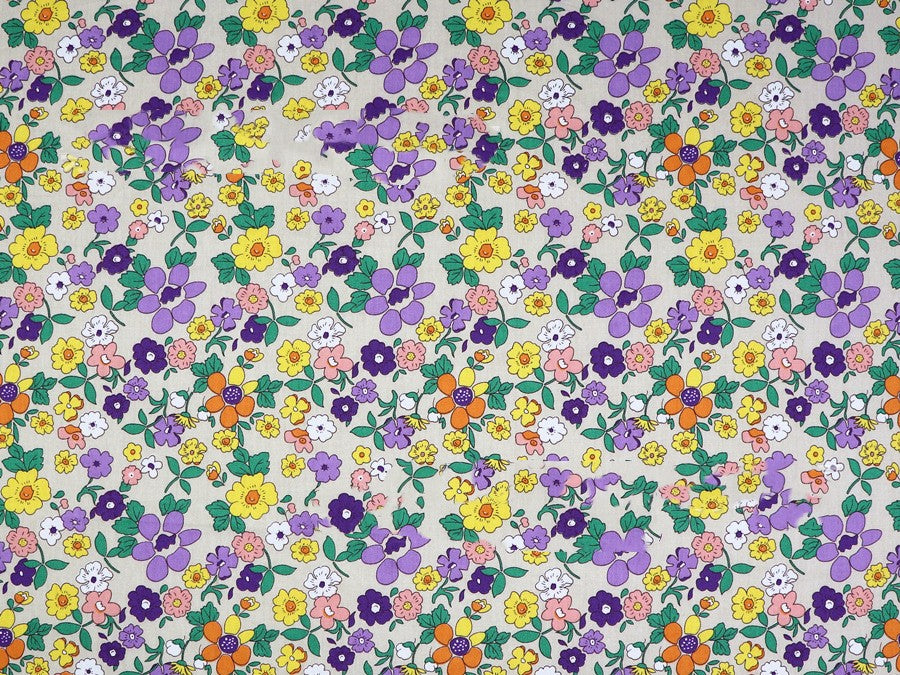 Small Floral Cotton Fabric - Water Printed Twill Material for Sewing, Bedding & Crafts