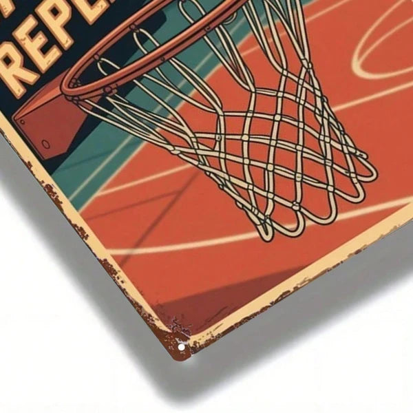 Basketball Metal Wall Art Sign - 20cm Minimalist Decor
