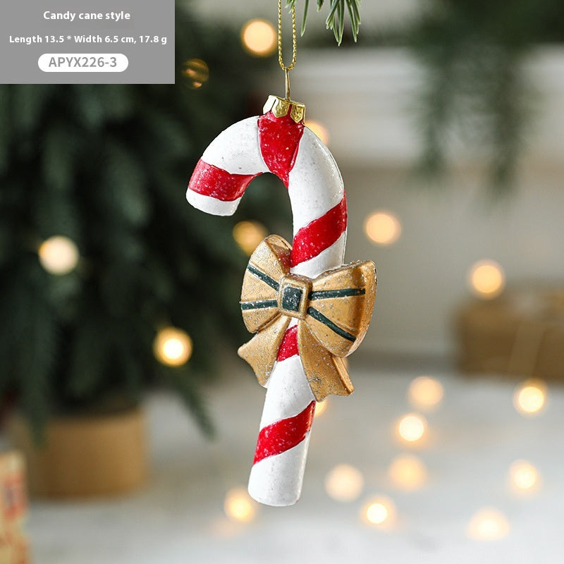 Christmas Tree Decorations Painted Plastic Ornaments Set - Holiday Decor