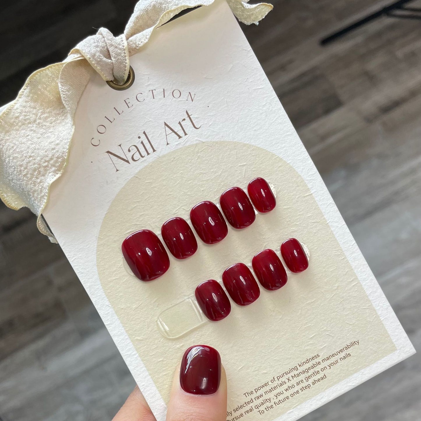 Japanese Style Fake Nail Patches Dark Red Nail Art Stickers