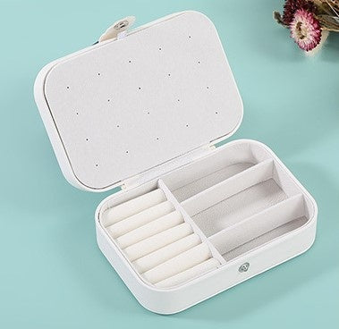 Portable Jewelry Box with Velvet Interior for Rings and Earrings