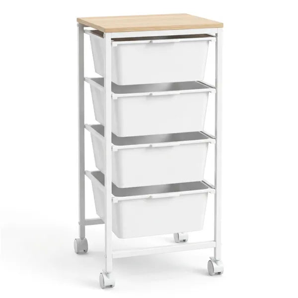 4-Drawer Rolling Storage Cart, Mobile Utility Organizer With MDF