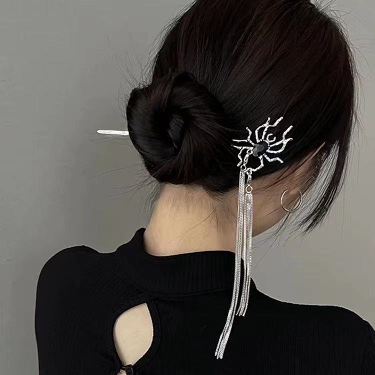 Dark Metal Spider Hairpin