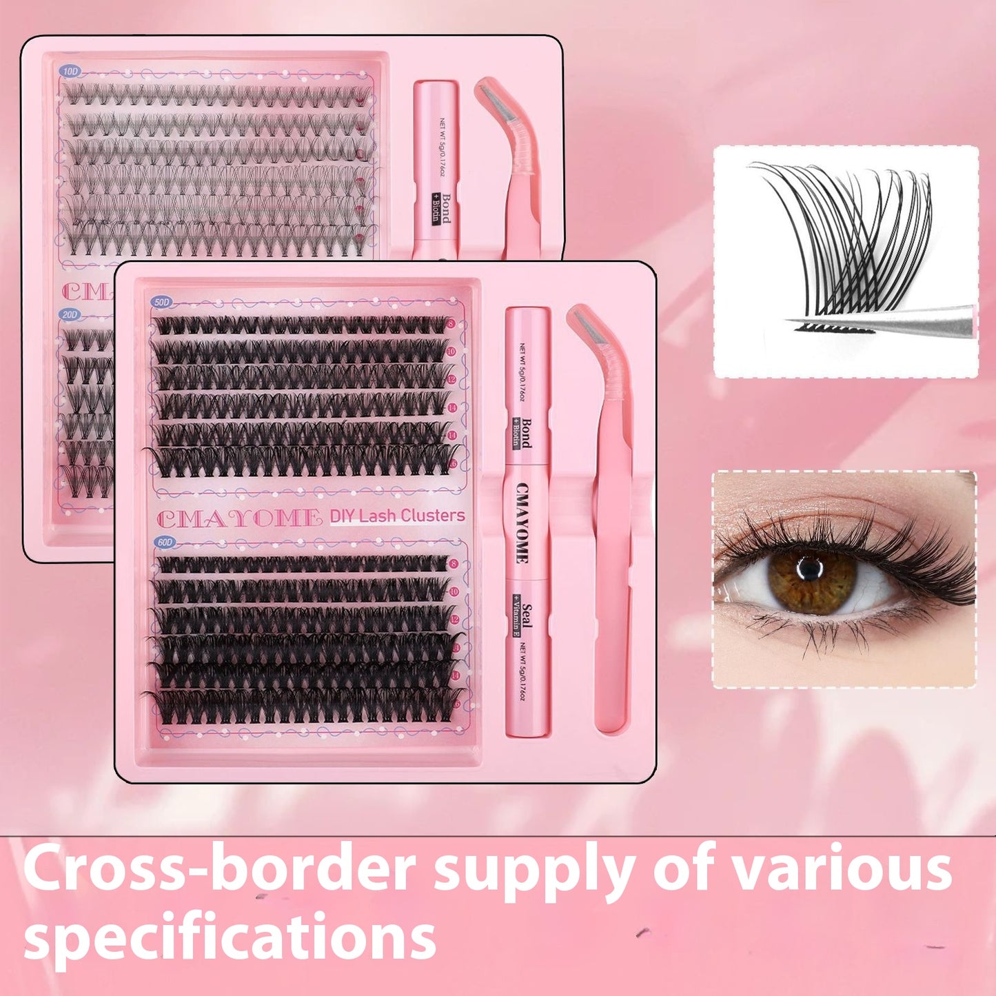 Natural Thick Fake Eyelash Set - DIY Cluster & Split Style for Makeup