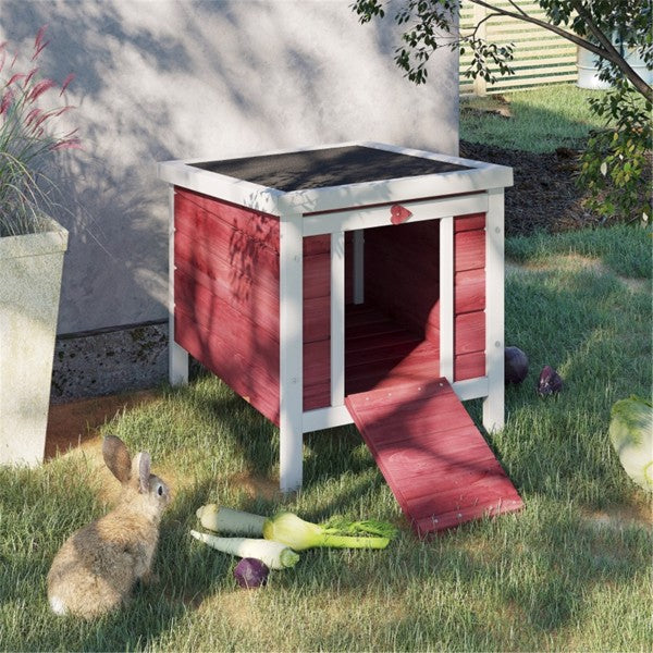 Outdoor Pet House for Small Dogs Rabbits Ducks Waterproof Fir Wood Red
