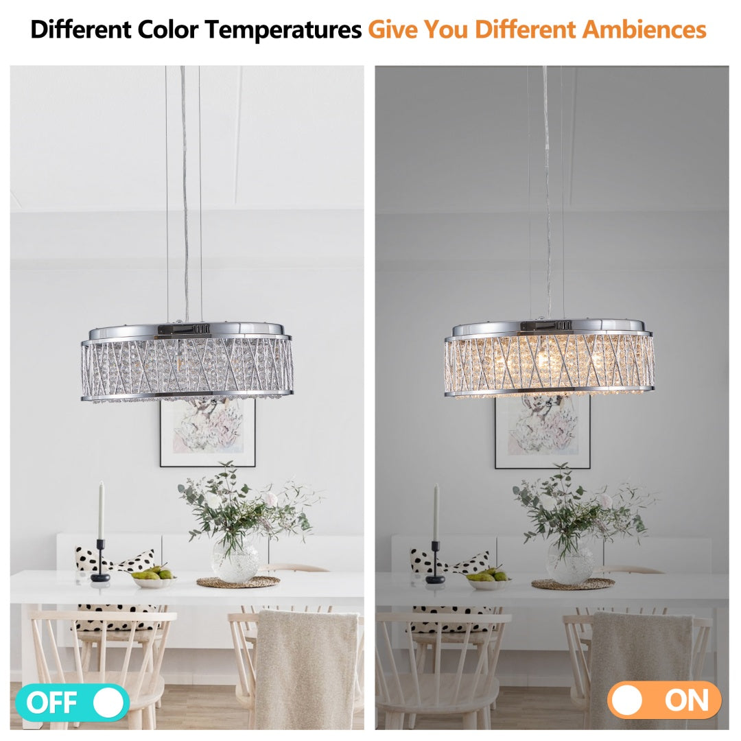 Modern Crystal Chandelier - 19 Inch Round Ceiling Light Fixture