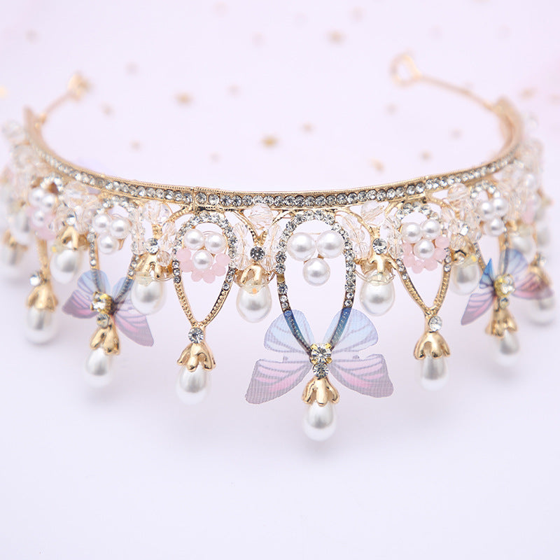 Butterfly Crown Hair Clip for Girls – Princess Headdress with Crystals