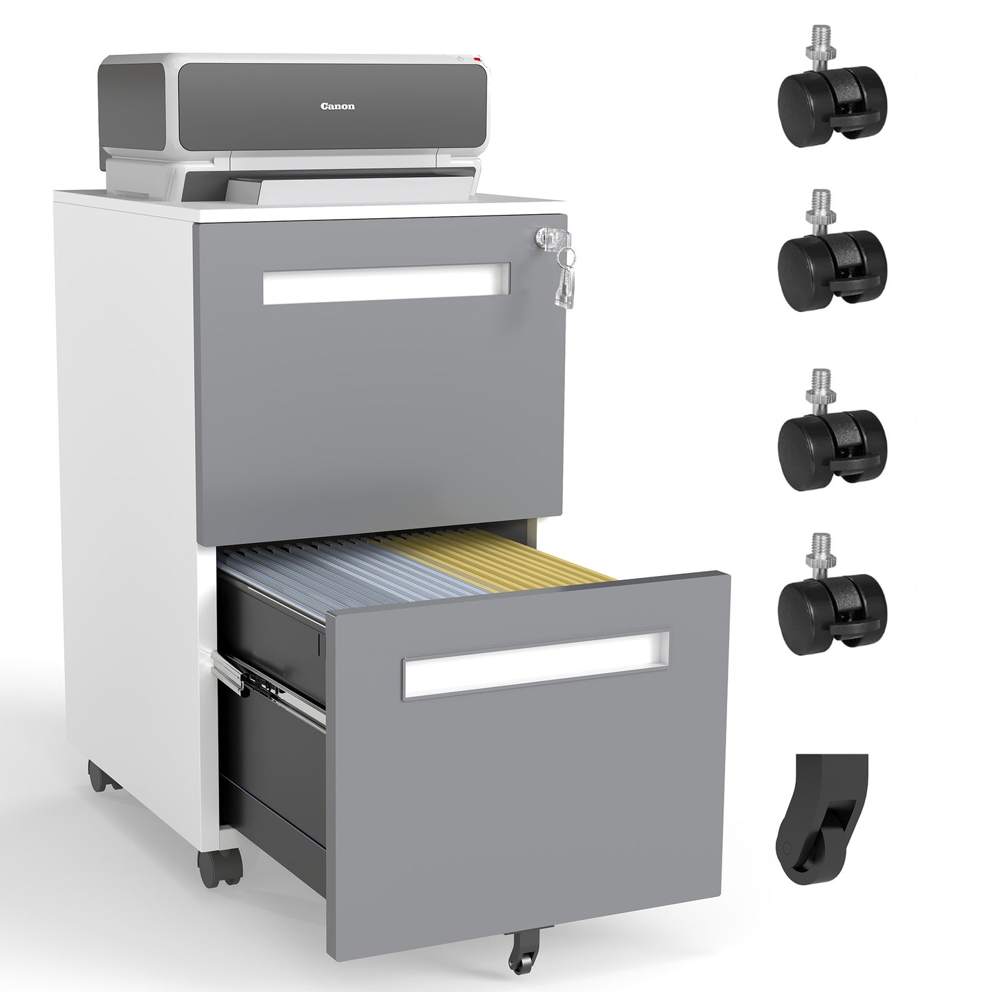 2-Drawer Mobile File Cabinet With Lock, All-Steel Metal Storage On
