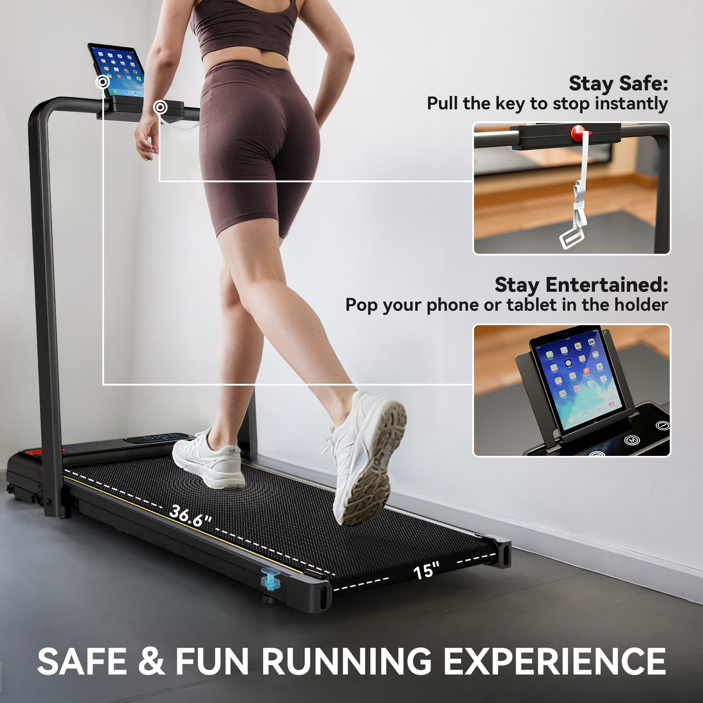 Foldable Under Desk Treadmill with Remote Control & LED Display