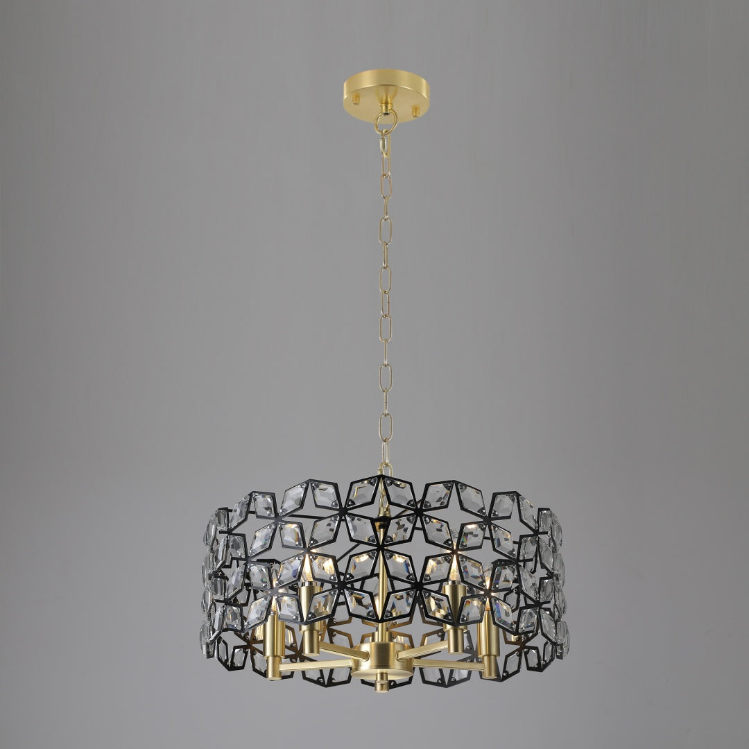 Geometric Crystal Pendant Chandelier - Modern 5-Light Fixture
