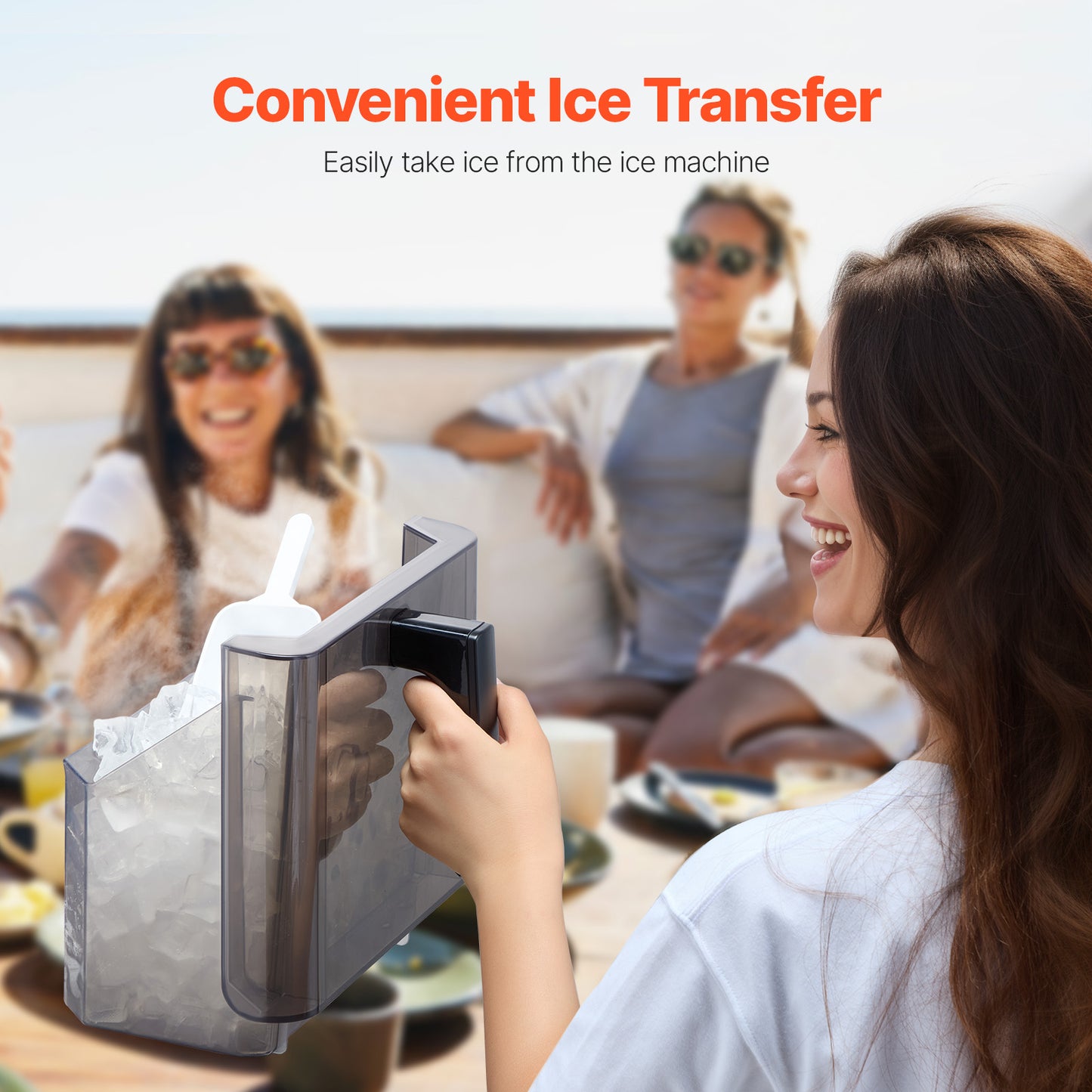 Portable Countertop Ice Maker with 3 Cube Sizes, 32 Cubes in 15 Mins, Self-Cleaning