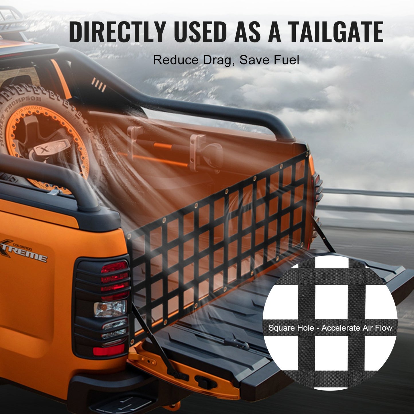 Adjustable Pickup Truck Tailgate Net 54x18 Inches Cargo Organizer