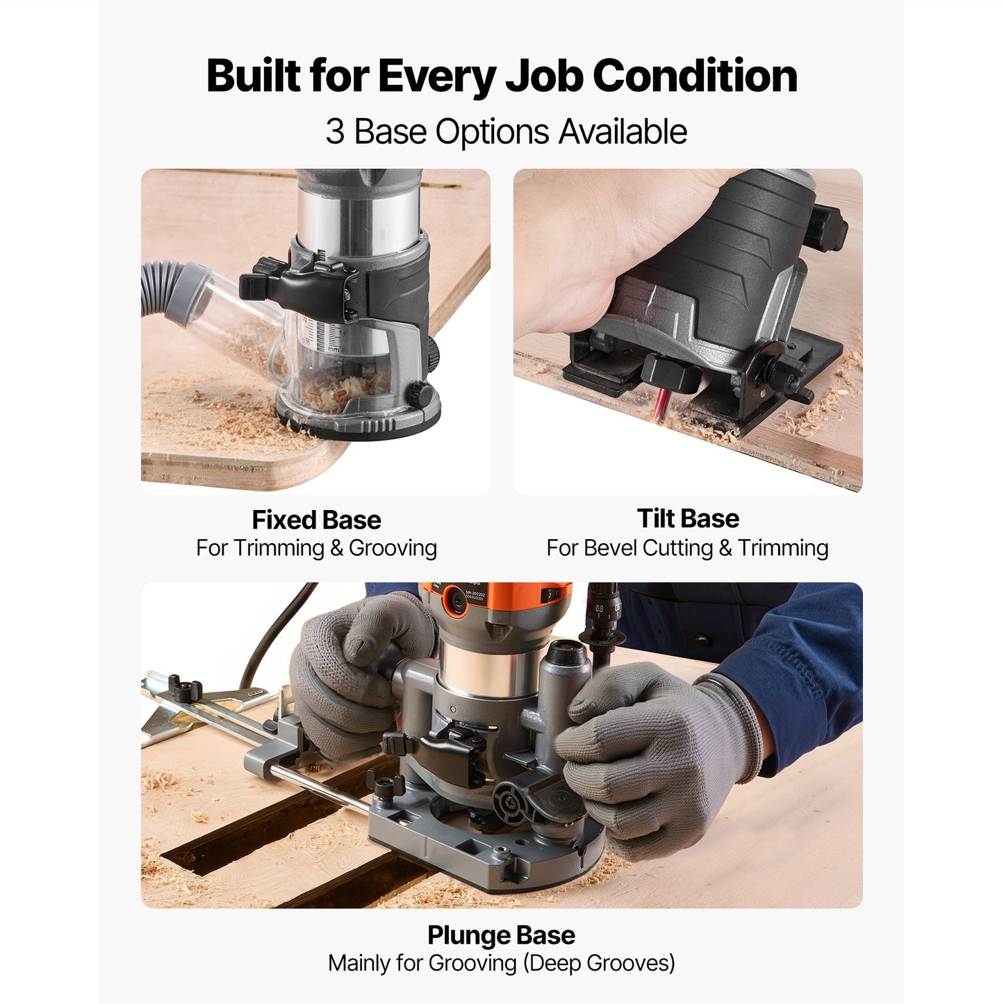 Wood Router 1 HP 710W Variable Speed Palmm Router for Woodworking & DIY Projects