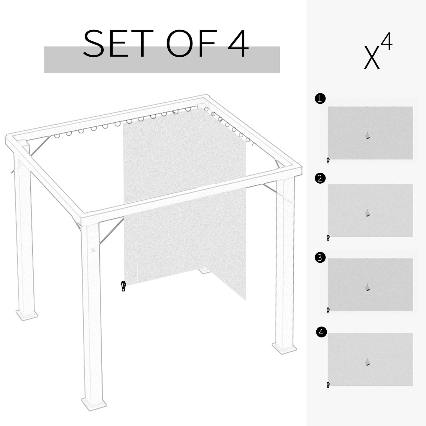 Gazebo Sidewall Set with Hooks - 9.84' x 11.8', Dark Gray