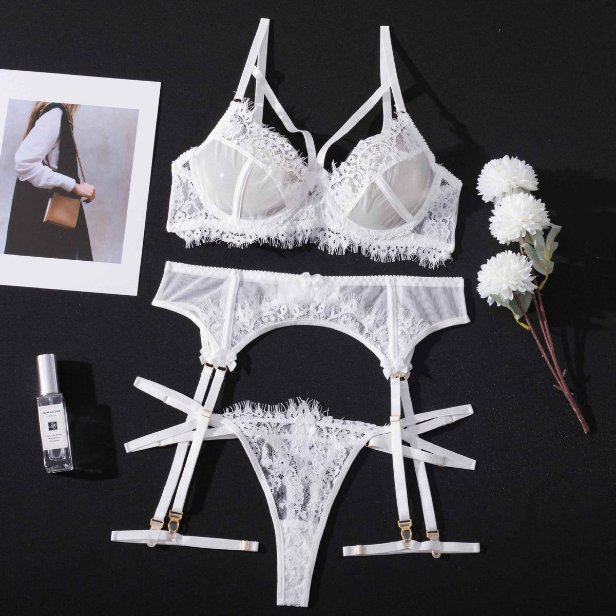 Women’s Body Shaping Lingerie Bodysuit with Garter Belt & Leg Rings