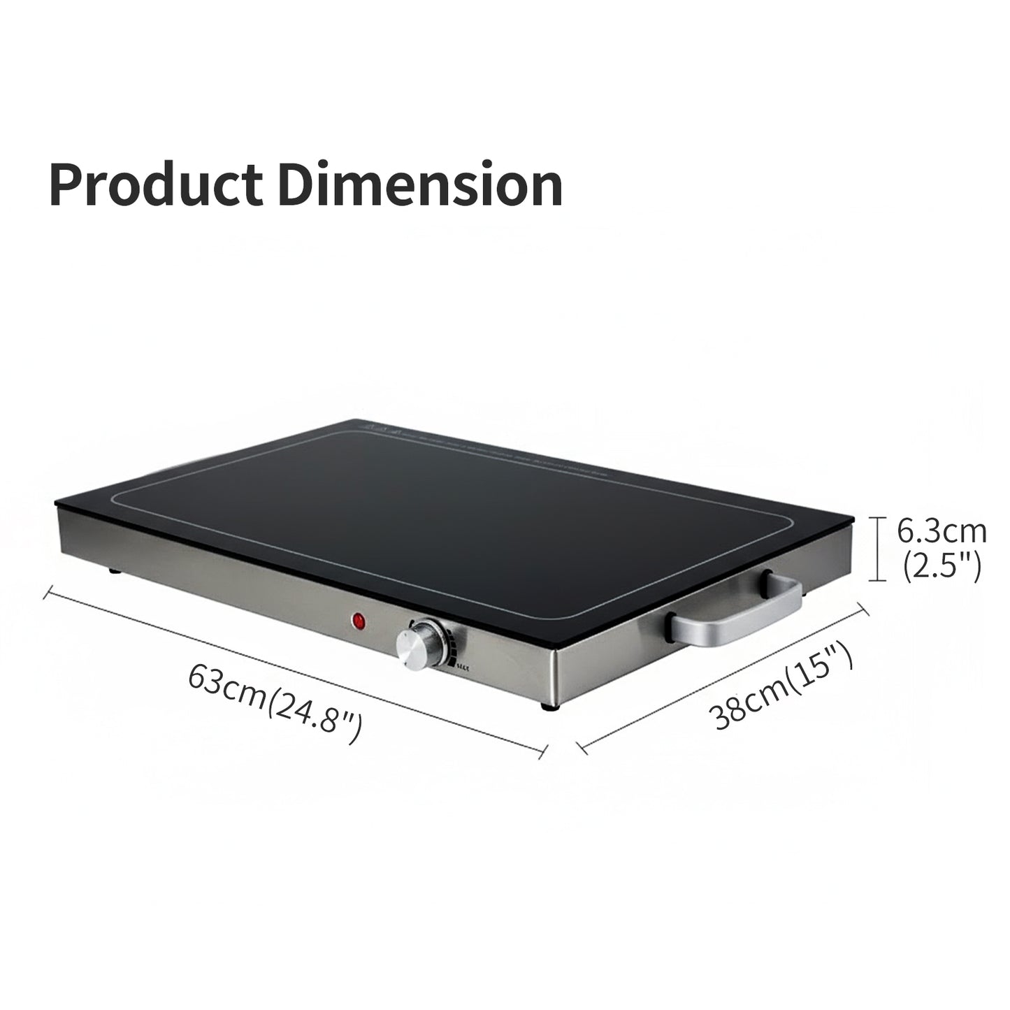 Electric Food Warming Tray with Adjustable Temperature - 22in