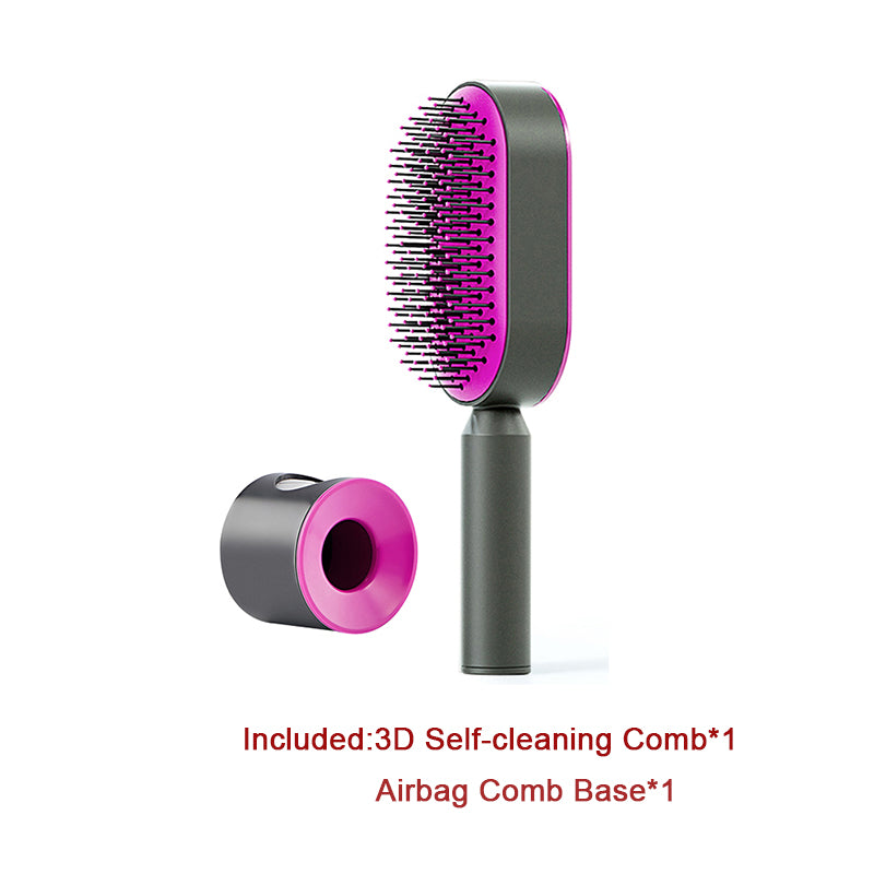Self-Cleaning Hair Brush with 3D Air Cushion for Scalp Massage & Detangling