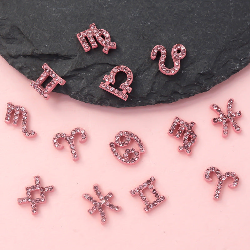 12-Piece Zodiac Sign Nail Art Decorations Set - Trendy 3D Nail Tips for Aries Leo Pisces