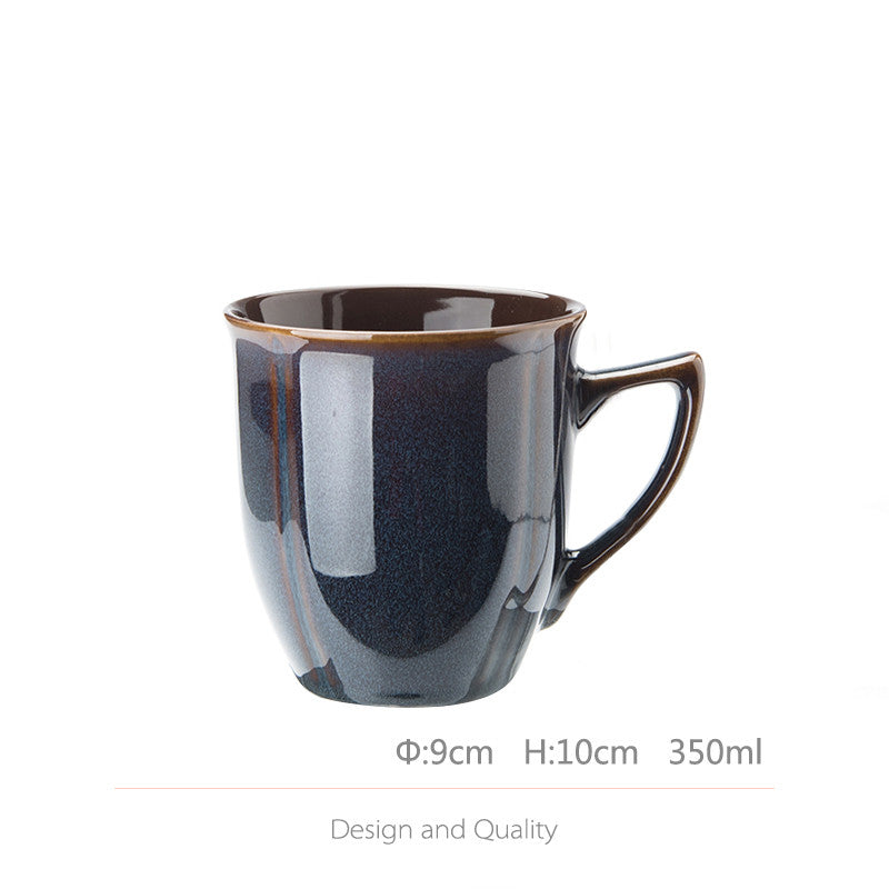Large Capacity Ceramic Cup with Lid and Spoon - Retro Kitchen Accessory
