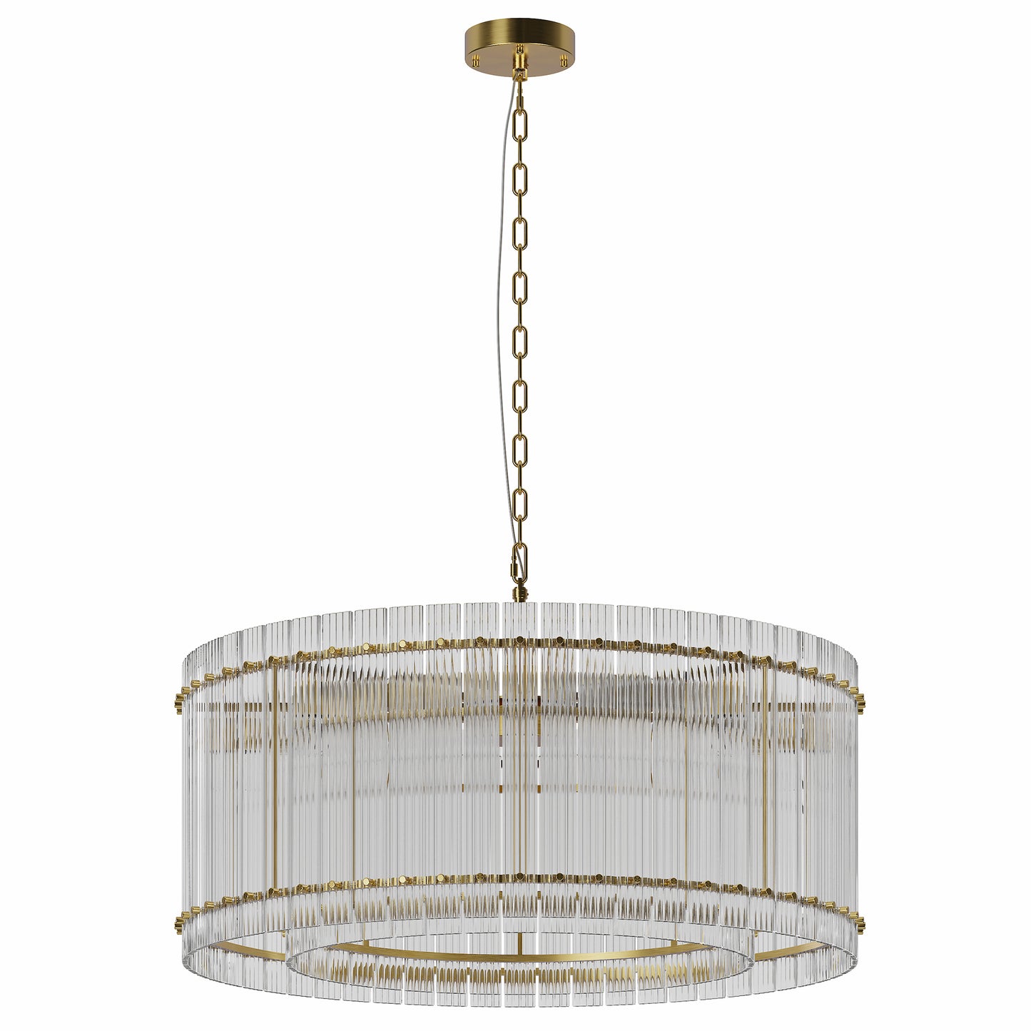 Modern 37-Inch Gold Round Chandelier - 2-Tier Crystal Lighting
