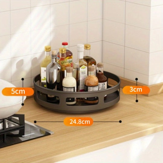Rotatable Black Kitchen Spice Rack Shelf - Multi-Layer Modern Organizer