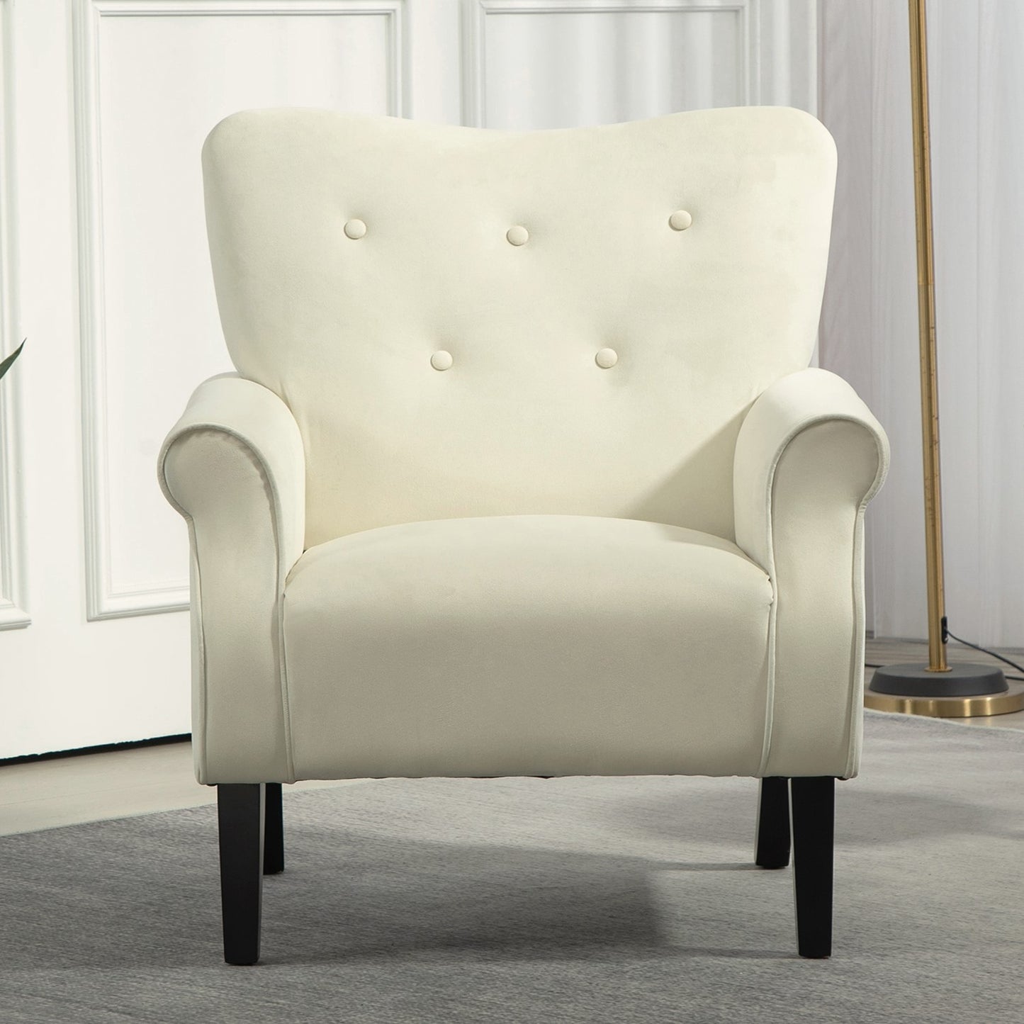 Mid-Century Modern Wingback Accent Chair, Upholstered Fabric Armchair