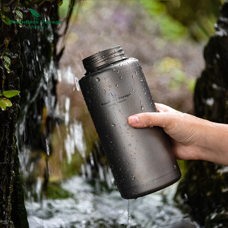 Titanium Outdoor Water Bottle 1L Lightweight Portable Camping Hydration Flask