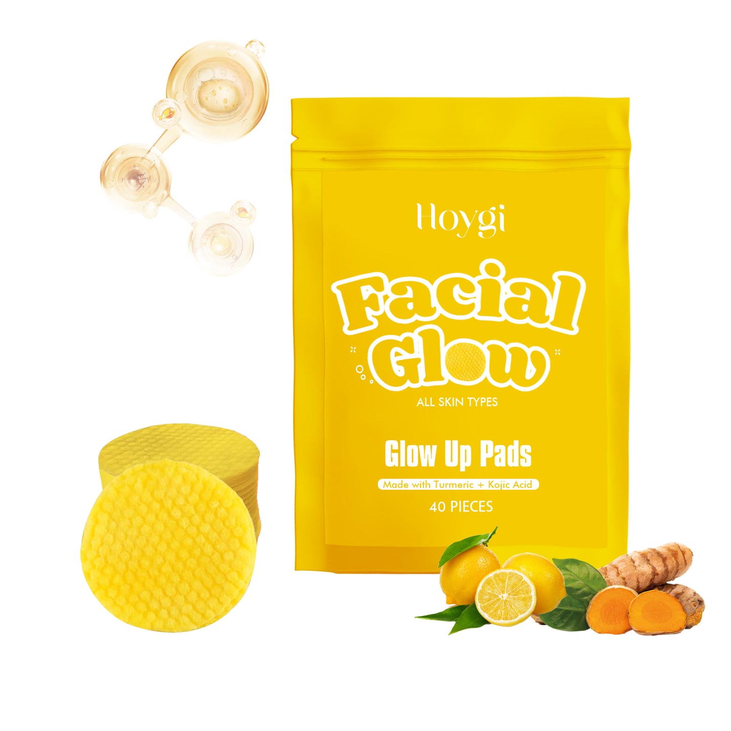 Turmeric Kojic Acid Cleansing Pads for Face Brightening and Dark Spot Removal
