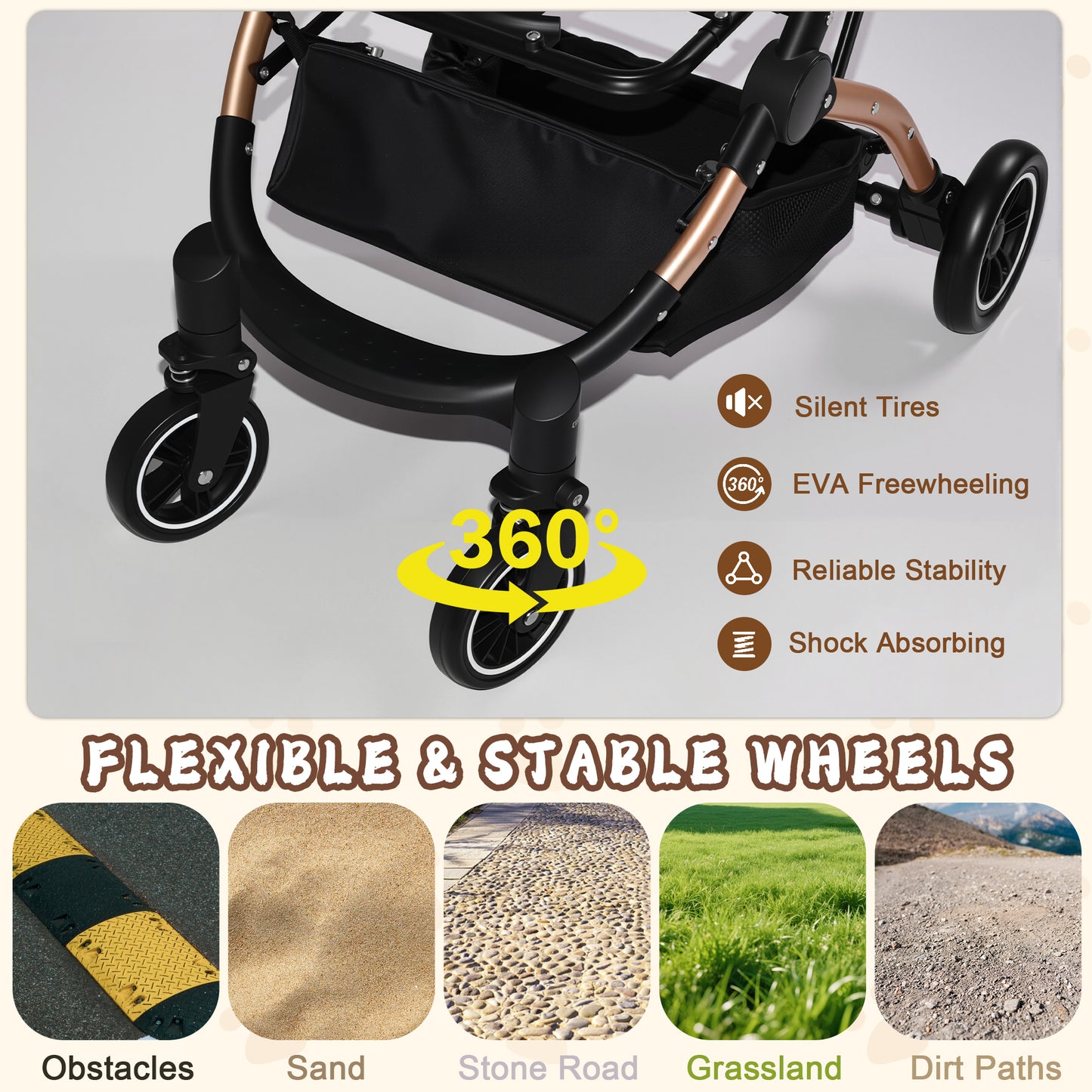 Pet Stroller for Dogs and Cats - Foldable 2-in-1 Detachable Design with Sun Canopy
