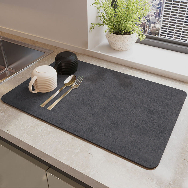 Absorbent Dish Drying Mat Water Drainage Pad for Kitchen Counter Non-Slip
