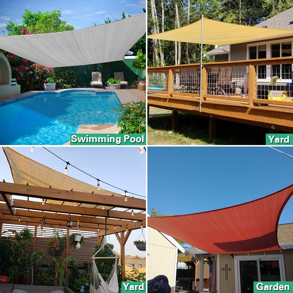 16x20 ft Sunshade Sail UV Waterproof Garden Shade Cloth - Mocha, Rust Red, Sand